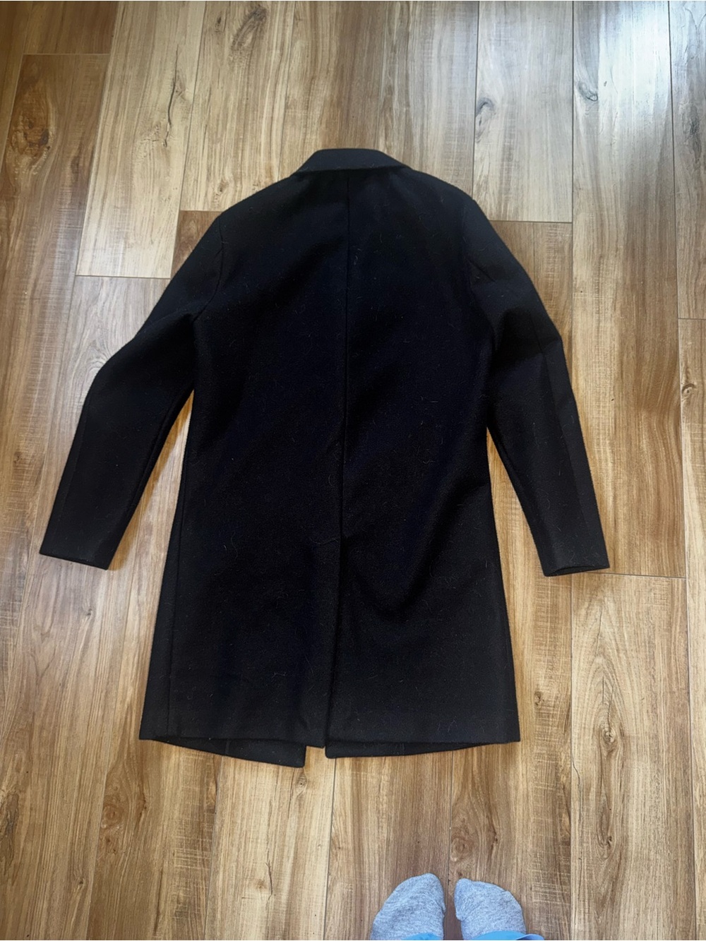 Black Wool Overcoat - Classic Single-Breasted Coat - Picture 2 of 3